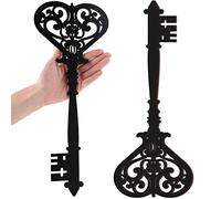 Chunful 2 Pcs Keys Wall Decor Large Skeleton Key Sign Vintage Antique Wooden Wall Art Farmhouse Wall Sign for Bedroom(13.78 x 5.91 Inch,Black)