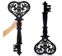 Chunful 2 Pcs Keys Wall Decor Large Skeleton Key Sign Vintage Antique Wooden Wall Art Farmhouse Wall Sign for Bedroom(23.62 x 10.24 Inch,Black)