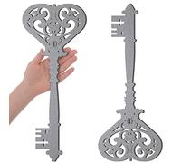 Chunful 2 Pcs Keys Wall Decor Large Skeleton Key Sign Vintage Antique Wooden Wall Art Farmhouse Wall Sign for Bedroom(13.78 x 5.91 Inch,Grey)