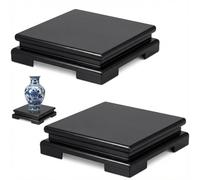 Chunful 2 Pcs Square Wooden Display Stand 6.7 x 6.7 x 2 Inch Wood Vase Display Base Black Pedestal Stand Square Vase Riser for Vases Teapot Trophy Collectibles Aquarium Lamp Home Decoration