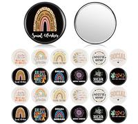 Chunful 24 Pcs Social Worker Appreciation Gifts for Women Inspirational Compact Mirror Bulk Round Portable Pocket Mirror for Social Worker Office School Community Advocate Coworker