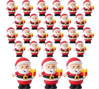 Chunful 25 Pcs Christmas Mini Santa Figurines Holding a Gift Tiny Santa Rubber Figure to Hide and Seek Small Classic Statue Xmas Party Supplies Gifts for Xmas Fairy Garden Home Table Decor