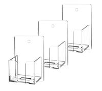 Chunful 3 Pcs Wall Mount Business Card Holder 3.75 x 2.75 x 1.25 Inch Vertical Clear Acrylic Card Display Rack Single Pocket Organizer Pre Drilled Plastic Display Stand for Home Office (Simple Style)
