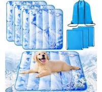 Chunful 4 Pack Dog Cooling Mat Water Injection Pet Cooling Mat for Dogs Cats with Storage Bags Washable and Foldable Pet Pad Summer for Small Medium Large Breeds of Doggy Bed Sofa Floor Car Seat(M)