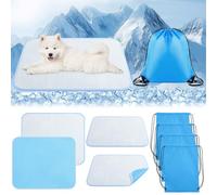 Chunful 4 Pack Pet Cooling Mat 26 x 20 Inches Cooling Pads for Cats Summer Ice Silk Self-Cooling Pet Mat Portable Washable Non-Skid Dogs Blanket Pad for Small Dogs Puppy and Cats up to 25 Lbs