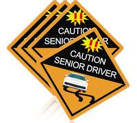 Chunful 4 Pcs Funny Prank Caution Senior Driver Car Magnet Sign Gag Gifts Over The Hill Elderly Driver Magnet for Car Bumper Sticker 50th Grandma and Grandpa Decoration Supply (Reflective)