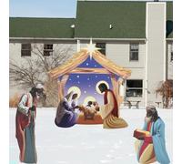 Chunful 4ft Outdoor Nativity Scene Large Christmas Holy Family Yard Decoration Religious Manger Scene for Yard Lawn Christmas Decorations(Black Skin)