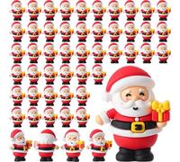 Chunful 50 Pcs Christmas Mini Santa Figurines Holding a Gift Tiny Santa Rubber Figure to Hide and Seek Small Classic Statue Xmas Party Supplies Gifts for Xmas Fairy Garden Home Table Decor