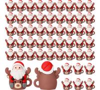 Chunful 50 Pcs Christmas Mini Santa Figurines Rubber Statues, Reindeer Cup