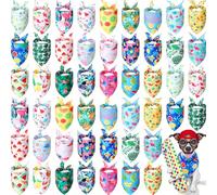 Chunful 50 Pieces Dog Bandanas for Summer Bulk Hawaiian Bandanas Bib Triangle Dog Scarf Set with Fruit Leave Flamingo Pattern for Summer Pet Costume Accessories Decoration (19.7 x 13.8 x 13.8 Inches)