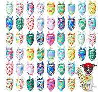 Chunful 50 Pieces Dog Bandanas for Summer Bulk Hawaiian Bandanas Bib Triangle Dog Scarf Set with Fruit Leave Flamingo Pattern for Summer Pet Costume Accessories Decoration(25.6 x 17.7 x 17.7 Inches)