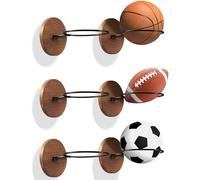 Chunful 6 Pcs Basketball Wall Decor Basketball Storage Holders Ball Stand Display Rack for Football Soccer Volleyball, Sports Room Decor for Fans (Pine Brown)