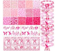 Chunful 730 Pcs Breast Cancer Awareness Beads Charms for Jewelry Making Pink Ribbon Charms Acrylic Crystal Breast Cancer Beads for Women Bracelet Necklace Earrings Making DIY Crafts Accessories