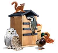 Chunful Cedar Squirrel House,Barn Owl Nesting Box, Bird House Outside,Duck Nesting Shelter,Rustic Big Squirrel Shelter & Birdhouse Combo,Wooden Heavy Wildlife Box,Carbonized Assemble Needed