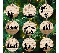 Chunful Christmas Nativity Ornaments Wooden Christmas Tree Ornaments Nativity Scene Christmas Decorations Christian Ornament Nativity Sets for Christmas Tree Xmas Ornaments(Stylish Style,36 Pieces)