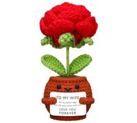 Chunful Gift for Girlfriend Romantic Wife Anniversary Birthday Gift I Love You Presents Handmade Crochet Puff Flower Ornaments for Her Valentine's Day Christmas Idea for Her(Rose to Wife)
