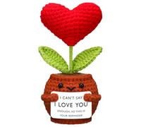 Chunful Gift for Girlfriend Romantic Wife Anniversary Birthday Gift I Love You Presents Handmade Crochet Puff Flower Ornaments for Her Valentine's Day Christmas Idea for Her (I Love You)