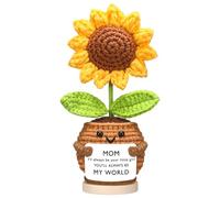 Chunful Gifts for Mom Grandma Positive Handmade Sunflower Doll Crochet with Message Card Emotional Crochet for Mama Mother Christmas Birthday Gift from Daughter Son(Your Little Girl)