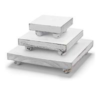 Chunful Set of 3 Square Wood Risers - White Rustic Pedestal Stand for Decor - Tiered Tray Indoor/Outdoor Home Patio Decor