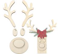 Chunful Wooden Reindeer Faces with Antlers Craft Kit Wooden Crafts Reindeer Decoration Holiday Gifts for Christmas Home Activities Xmas Party