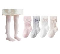 CHUNG Baby Girls Toddlers Infant Thin Tights Newborn Bowknot Stockings Leggings 0-10Years for Summer (4RuflBow,S,0-12M)