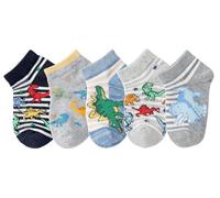CHUNG Boys Cotton Ankle Socks 5/10 Pack Low Cut Dinosaur Mesh 2-9Y Light Weight Back School Running Sports Casual, 5pk Dino D, 7-9 Years