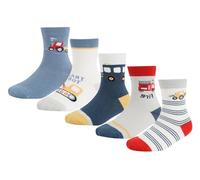 CHUNG Little Big Boys Cotton Socks Calf Crew Casual Dino Pattern Autumn Winter School Daily (8-10Y, 5Vehicle)