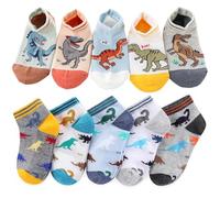 CHUNG Little Boys Thin Half-Mesh Low Cut Ankle Height Socks Summer 2-9Y Dinosaur, 10pk NJ-012, 2-4 Years