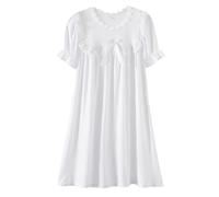 CHUNG Little Girls Vintage Victorian Nighties Long Sleeve Lace Square Neck Nightdress Princess Nightgown White,188ShtSlv, 3-4Y