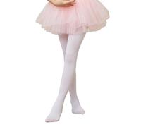 CHUNG Toddler Little Big Girls Dance Tights Soft Ballet Footed Pantyhose Class School Uniform Stretchy Durable Opaque,1pc,White,11-13Y