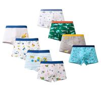 CHUNG Toddler Little Boys Underwear Soft Modal+ Cotton Boxer Briefs 8 Pack Dinosaur 2-12Y(3-4T,M,8pk-SeaTruck)