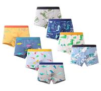 CHUNG Toddler Little Boys Underwear Soft Modal+ Cotton Boxer Briefs 8 Pack Dinosaur 2-12Y(3-4T,M,8pk-Dino)