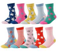 CHUNG Toddler Little Girls Crew Socks Cotton Novelty Sports Casual Daily Fun Cute Animal Pupil Students School Back, 10Animal/Strp/Star,3-5Y