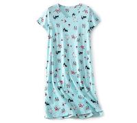 CHUNG Women Nightdress Ladies Nighties Short Sleeve Sleep Tee Shirt Soft Nightgown Cute Pattern Summer Sleepwear Sled Dog S