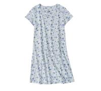 CHUNG Women Nightdress Ladies Nighties Short Sleeve Sleep Tee Shirt Soft Nightgown Cute Pattern Summer Sleepwear Blue Daisy S