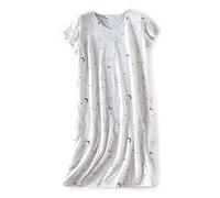 CHUNG Women Nightdress Ladies Nighties Short Sleeve Sleep Tee Shirt Soft Nightgown Cute Pattern Summer Sleepwear Gray Galaxy S