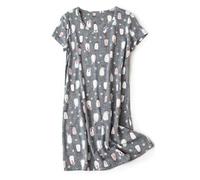 CHUNG Women Nightdress Ladies Nighties Short Sleeve Sleep Tee Shirt Soft Nightgown Cute Pattern Summer Sleepwear Grey Penguin 2XL