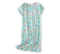 CHUNG Women Nightdress Ladies Nighties Short Sleeve Sleep Tee Shirt Soft Nightgown Cute Pattern Summer Sleepwear Green Paisley XL
