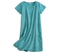 CHUNG Women Short Sleeved Soft Cotton Nightdress Ladies loose fit Nighties Animal Floral Print, Green Land, M