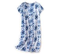 CHUNG Women Short Sleeved Soft Cotton Nightdress Ladies loose fit Nighties Animal Floral Print, Tie-dyed Blue, M