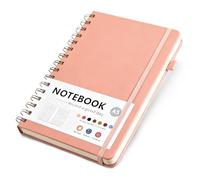 CHUNGG Pink A5 Notebook, Birthday Gifts for Women, Spiral Notebooks with Dividers, Writing Pads & Diaries, Comes with a Built-In Pen Socket Convenient to Carry (200 Pages)