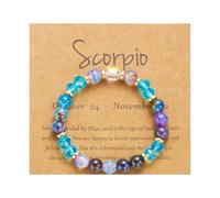 ChungLong0593 12 Constellation Zodiac Bracelet for Women, Astrology Beaded Bracelets with Crystal Accents, Personalized Horoscope Jewelry Gift for Birthday & Holiday, One Size, Stone, no gemstone