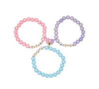 ChungLong0593 2/3 Pcs Best Friends Couple Bracelets Love Heart Cute Cats Butterfly Cross Pendants Beads Stretch Bracelets for Women Mother Daughter Birthday Gift, M, Resin, no gemstone