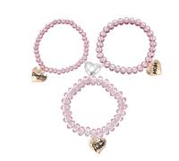 ChungLong0593 2/3 Pcs Best Friends Couple Bracelets Love Heart Cute Cats Butterfly Cross Pendants Beads Stretch Bracelets for Women Mother Daughter Birthday Gift, M, Resin, no gemstone