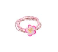ChungLong0593 Boho Plumeria Flower Beaded Stackable Bracelet - Tropical Frangipani Multi-layer Pearl/Seed Bead Bracelet for Women, Hawaiian Beach Vacation Jewelry Gift, One Size, Plastic, no gemstone