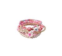 ChungLong0593 Boho Plumeria Flower Beaded Stackable Bracelet - Tropical Frangipani Multi-layer Pearl/Seed Bead Bracelet for Women, Hawaiian Beach Vacation Jewelry Gift, One Size, Plastic, no gemstone