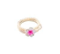 ChungLong0593 Boho Plumeria Flower Beaded Stackable Bracelet - Tropical Frangipani Multi-layer Pearl/Seed Bead Bracelet for Women, Hawaiian Beach Vacation Jewelry Gift, One Size, Plastic, no gemstone