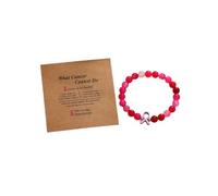 ChungLong0593 Breast Cancer Awareness Pink Ribbon Beaded Bracelet, Natural Stone Stretch Bracelet with What Cancer Cannot Do Card, Inspirational Jewelry Gift for Survivors Patients, One Size, Wood, no