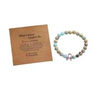 ChungLong0593 Breast Cancer Awareness Pink Ribbon Beaded Bracelet, Natural Stone Stretch Bracelet with What Cancer Cannot Do Card, Inspirational Jewelry Gift for Survivors Patients, One Size, Wood, no