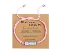 ChungLong0593 Breast Cancer Awareness Pink Ribbon Bracelet for Women, Adjustable Braided String Inspirational Hope Bracelet, Supportive Jewelry Gift for Survivors Fighters Supporters, One Size, Alloy